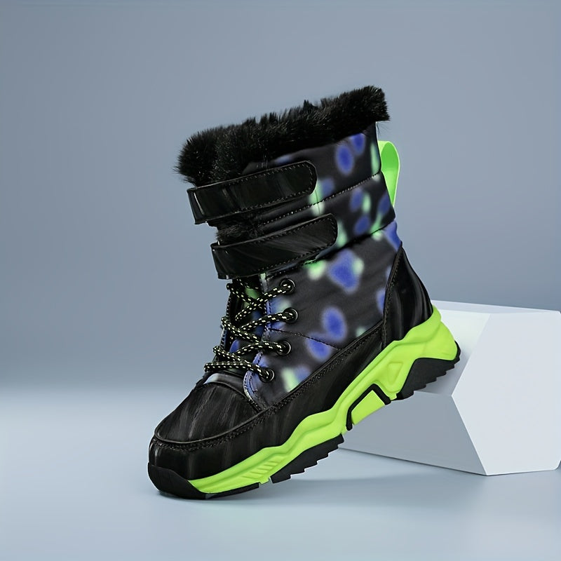Boy's High Top Snow Boots Warm Fleece Cozy Ankle Boots