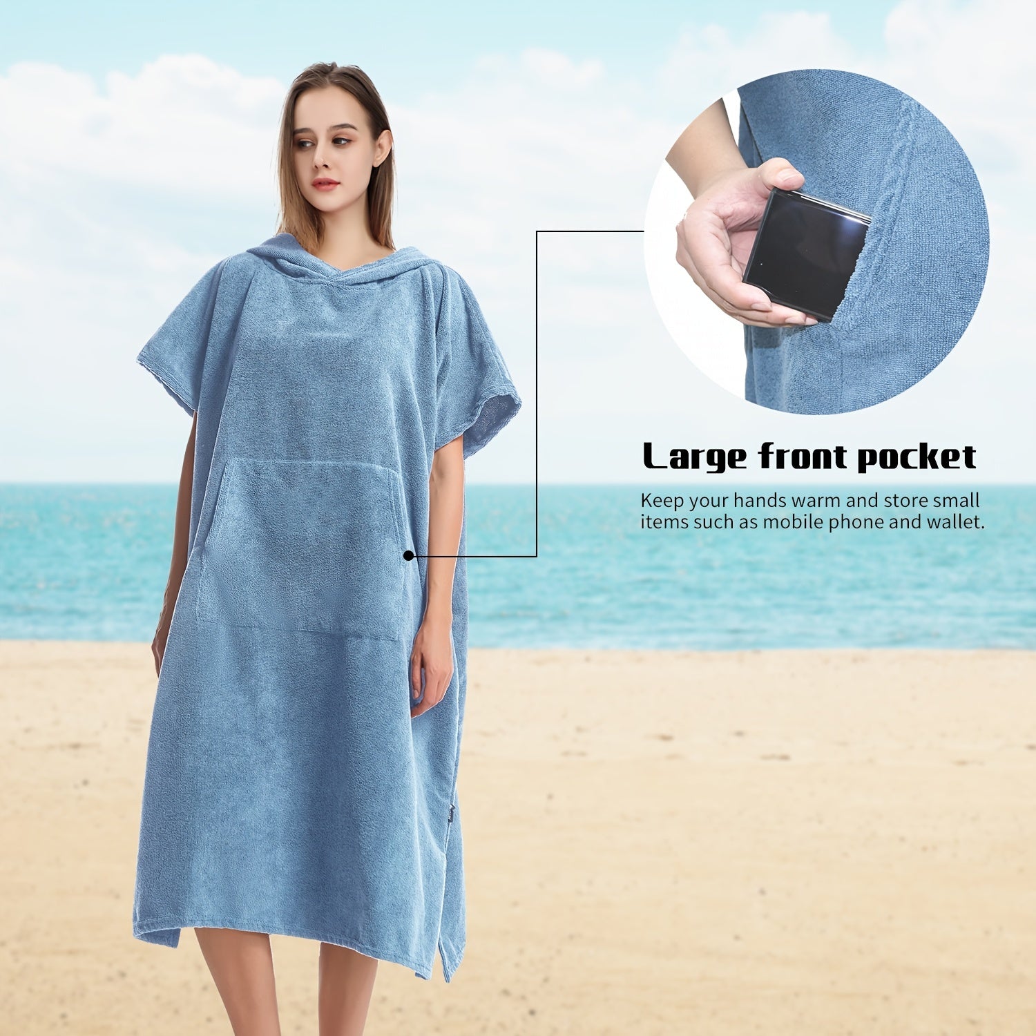Mutao Surf Poncho Changing Robe Quick Dry Towel with Hood and Pocket