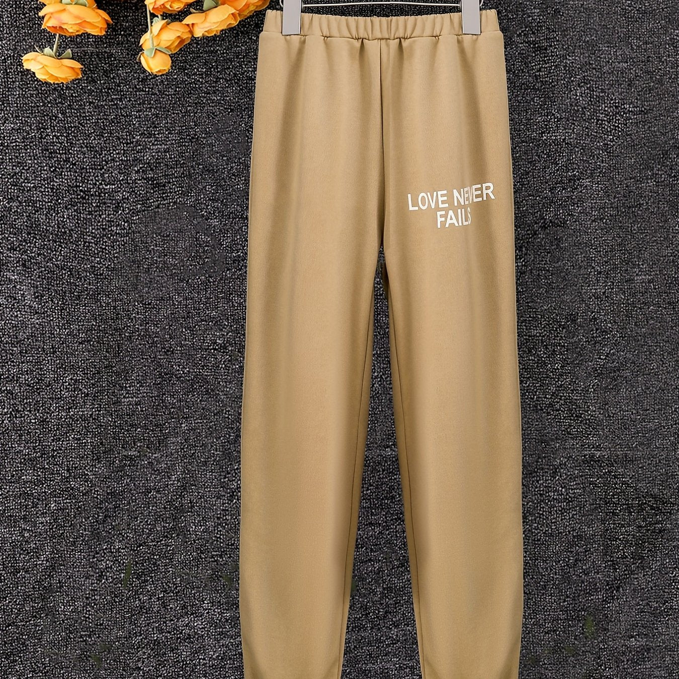 Girls ''Love Never Fails'' Letter Long Pants