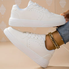 Faux Leather Flat Skate Shoes Non Slip Heighten Outdoor Sneakers