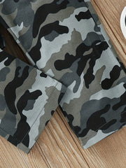 Toddler Boys Camo Graphic Suspenders Pants Kids Summer Clothing