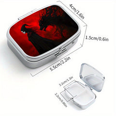 Creative Witch Print Square Medicine Box - Two Compartment Pill Box