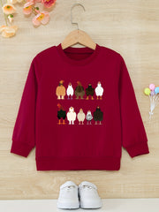 Farm Chicken And Hens Graphic Girls Sweatshirt Toddler Kids Tops