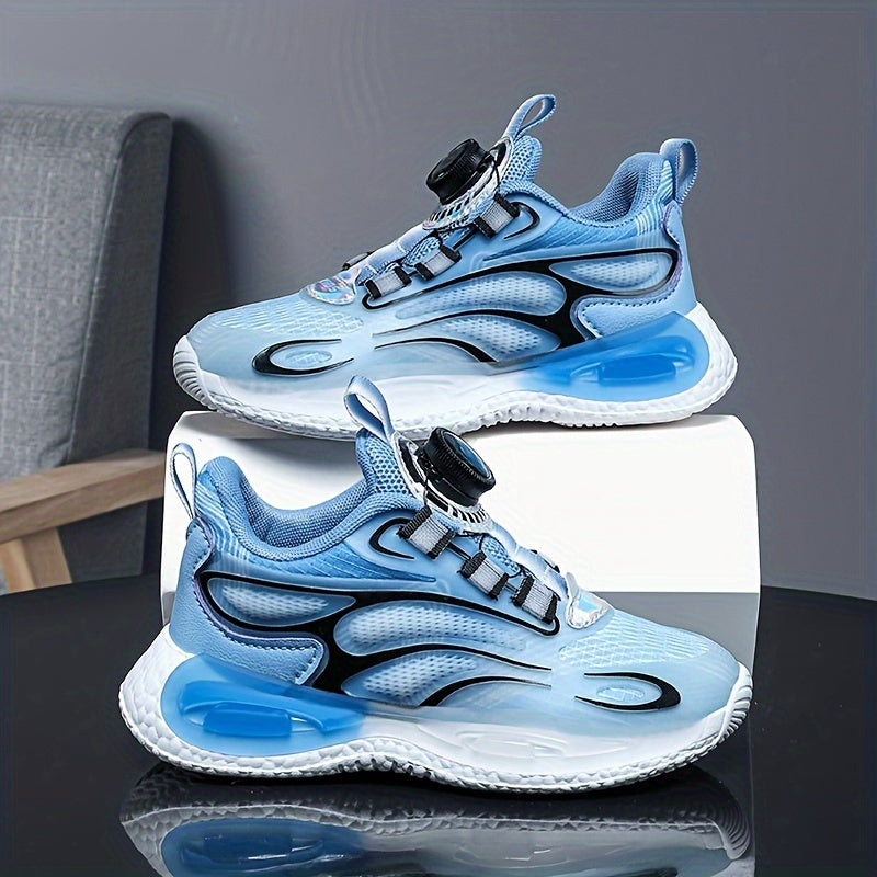 Kid's Basketball Shoes w/ Rotating Buckle Soft Sole Breathable Sneakers