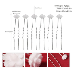 6pcs Rose Headdress Banquet Party Hair Pin And Flower U shaped Hairpin