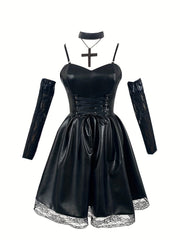 Japanese Anime Cosplay Dress Lace Trim Goth Style Costume