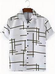 Stripe Print Men's Hawaiian Shirt for Summer Vacation