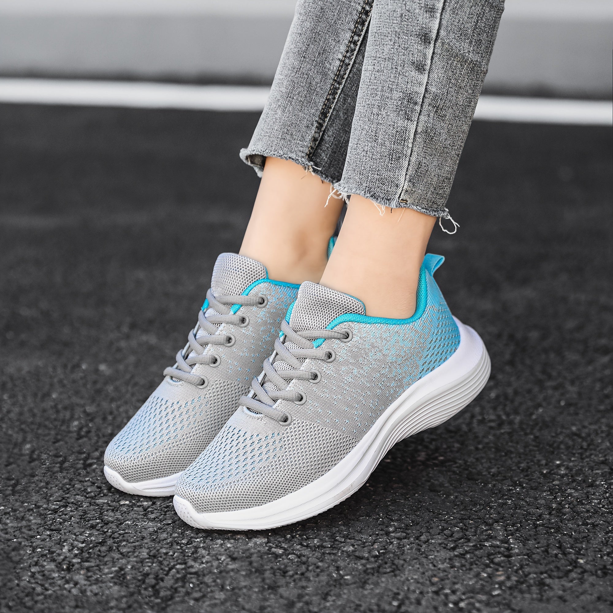 Women's Ombre Running Shoes Lace Mesh Sneakers for Outdoor