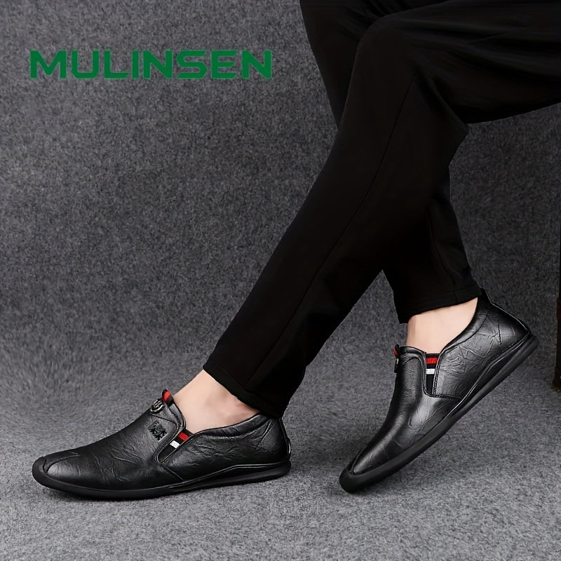 Men's PU Leather Loafer Shoes Comfy Non-slip Slip-On Shoes Men's Driving Shoes