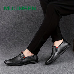 Men's PU Leather Loafer Shoes Comfy Non-slip Slip-On Shoes Men's Driving Shoes