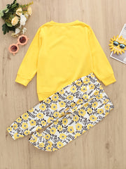 Baby Girls Letter Long Sleeve Top & Flower Print Pants