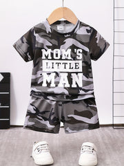2pcs 'Mama's Little Man' Camo T-shirt & Shorts Set for Baby Boys
