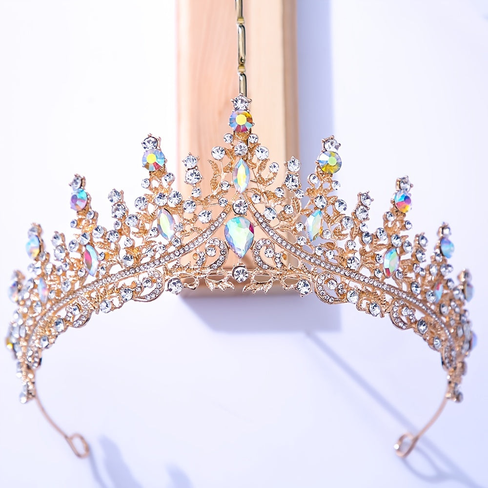 Colorful Rhinestone Crown Wedding Hair Accessories Women Bride Dress Accessories