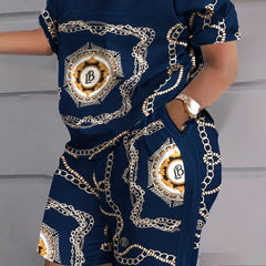 Chain Print Tee & Shorts 2 Piece Set
