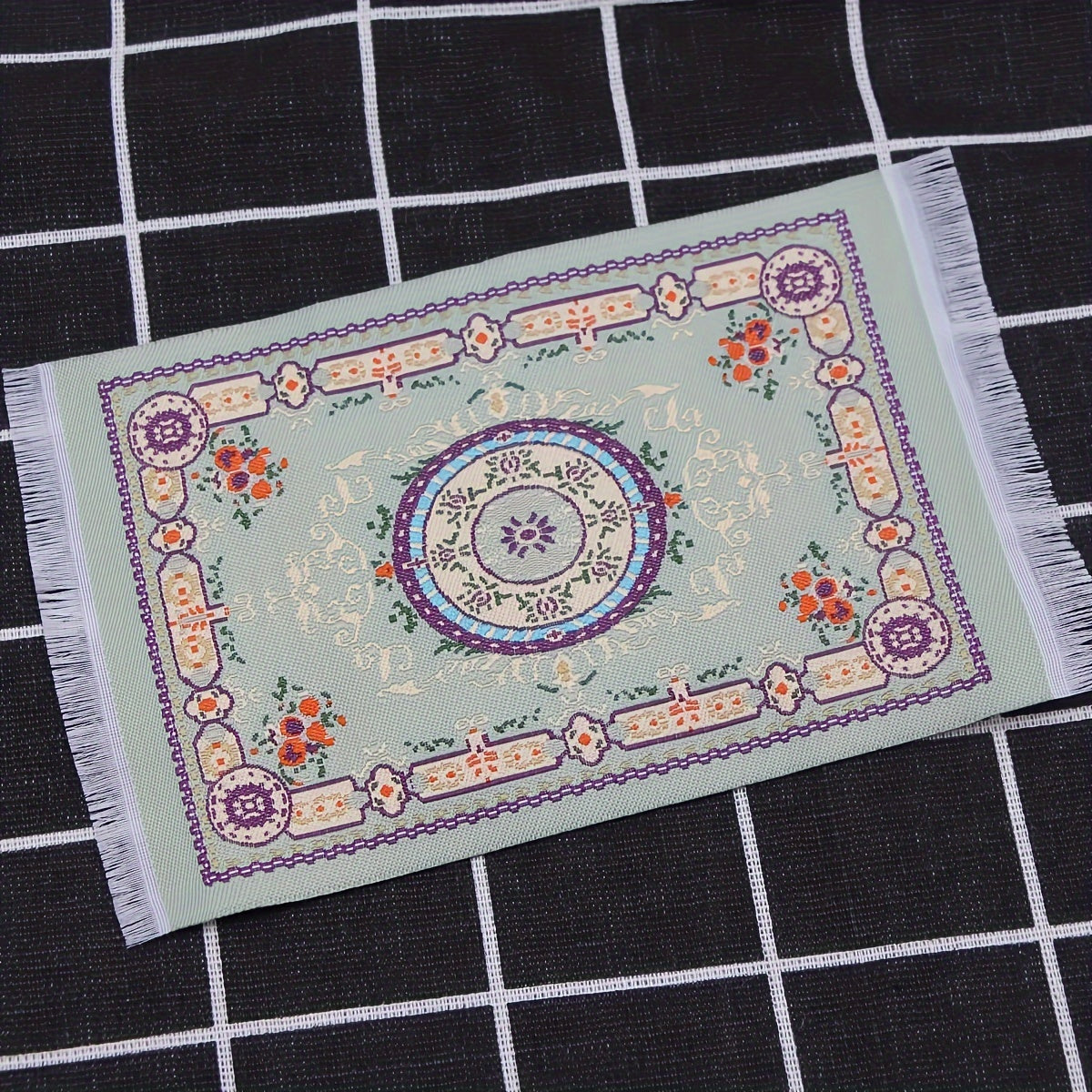Handcrafted Dollhouse Rug Colorful Spring Scene Decor
