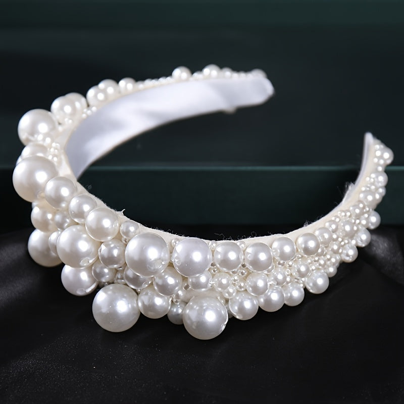 Silvery Faux Pearl Hairband Headband Tiara for Women