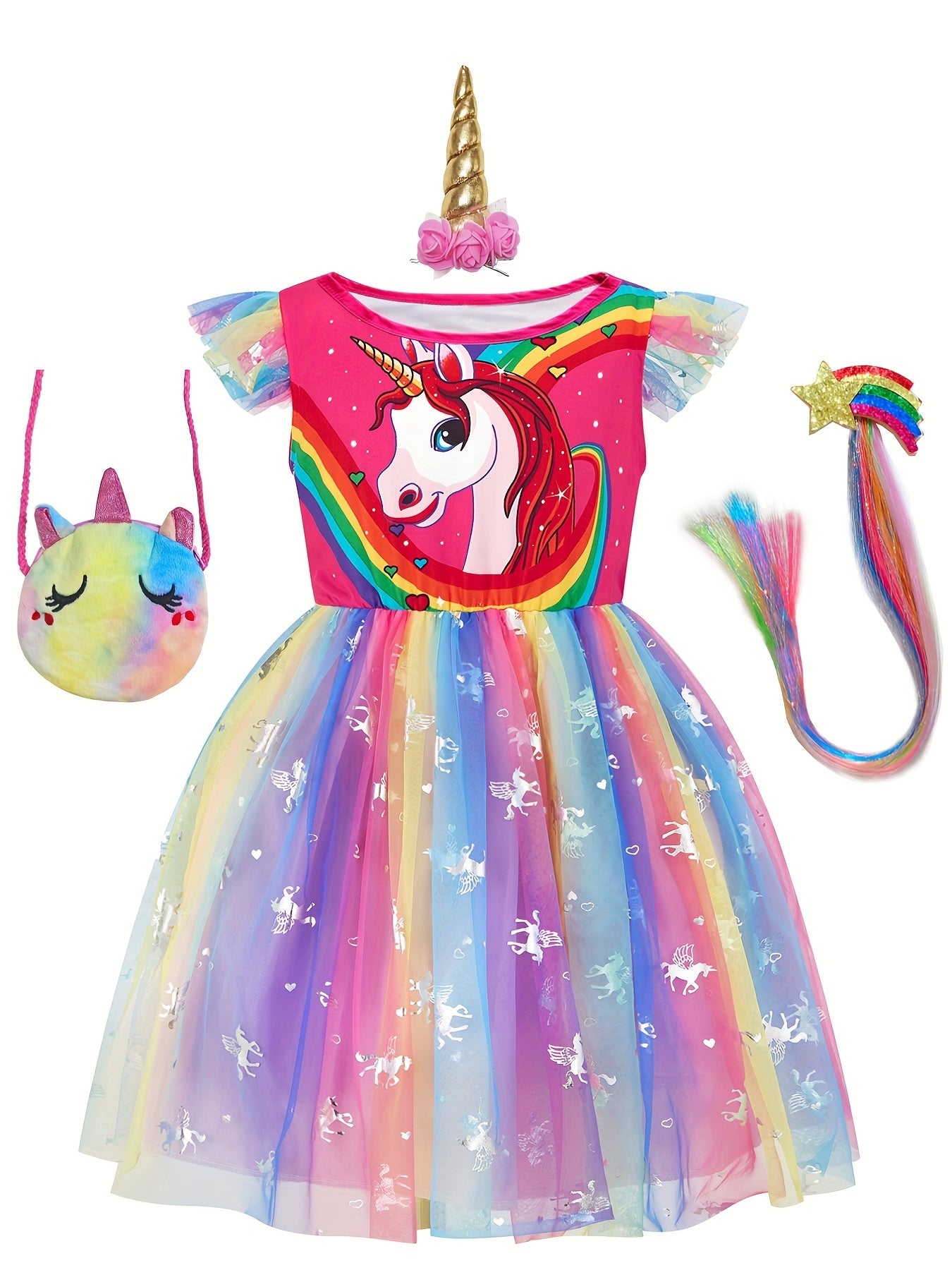 Unicorn Princess Dress Costume Set for Girls