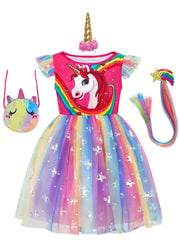 Unicorn Princess Dress Costume Set for Girls