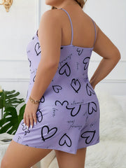 Heart & Letter Print Pajama Set for Women