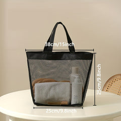 Mesh Summer Beach Bag with Pockets Large Capacity Tote Bag