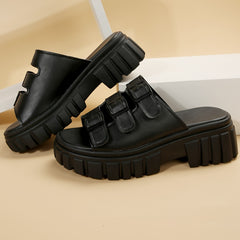 Women's Platform Sport Sandals with Buckle Thick Sole