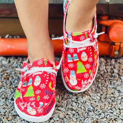 Women's Christmas Tree Snowman Santa Claus Flat Shoes Anti Slip Skateboard Shoes