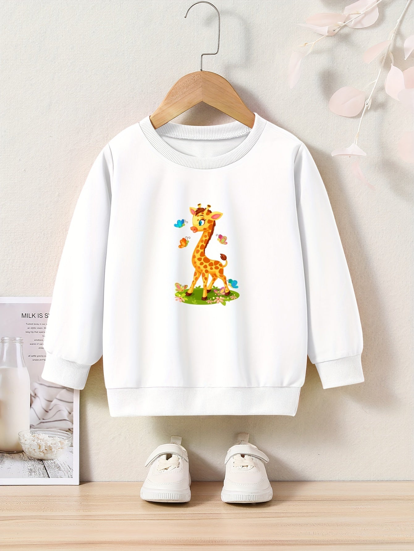 Toddler Kids Cartoon Giraffe Pattern Sweatshirt Top