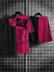 Crown QUEEN Pattern Men's 2 Piece Outfits T-shirt and Shorts Set