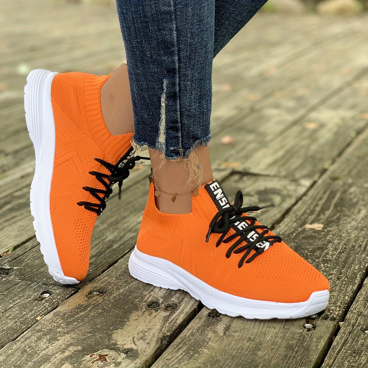 Women's Knit Sports Shoes Breathable Low Top Running Gym Casual Sneakers