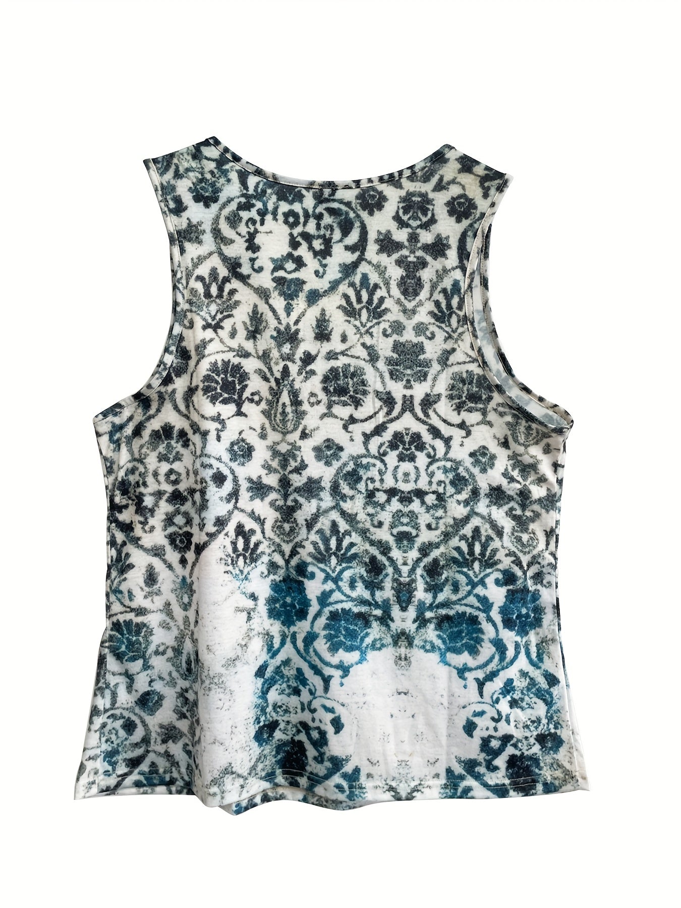Floral Print V Neck Tank Top Casual Loose Summer Tank Top Women's Clothing