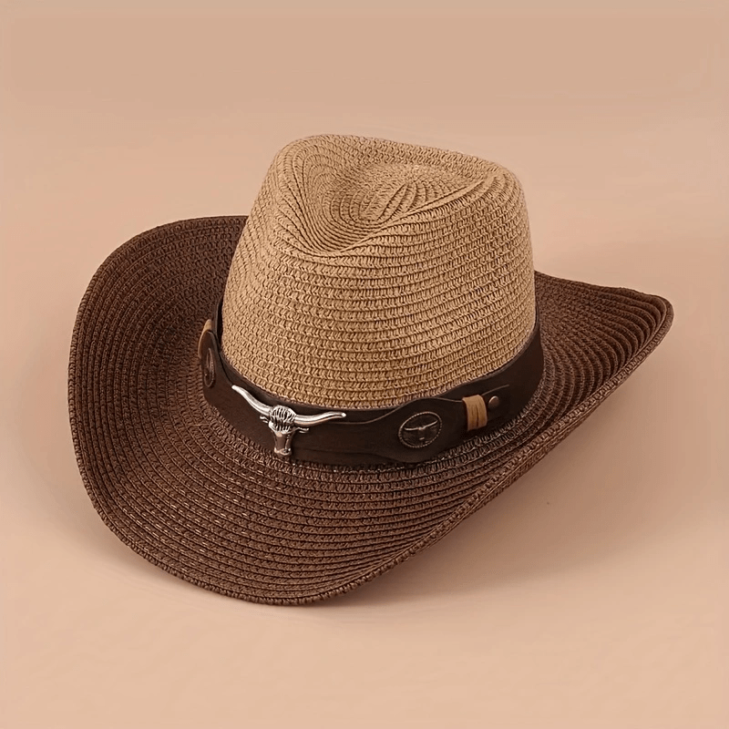 Vintage Jazz Straw Hat Big Brim Sun Beach Cowboy Hat