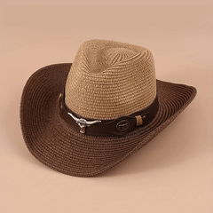 Vintage Jazz Straw Hat Big Brim Sun Beach Cowboy Hat