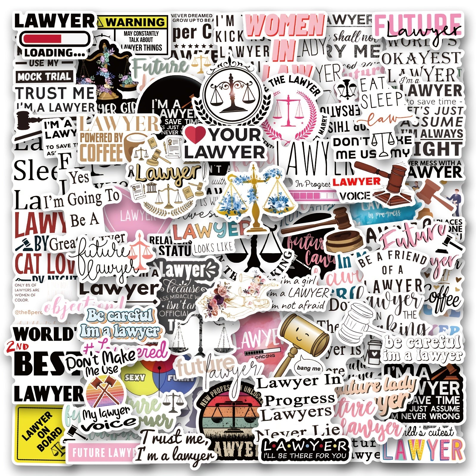 100pcs Scales Of Justice Stickers for Water Bottle Laptop - Lawyer Men Women