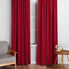 Red Solid Fleece Curtain Thickened Soft Material
