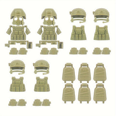 Soldier Kits Body Armor Gas Mask Knee Brace Backpack Building Blocks Toy