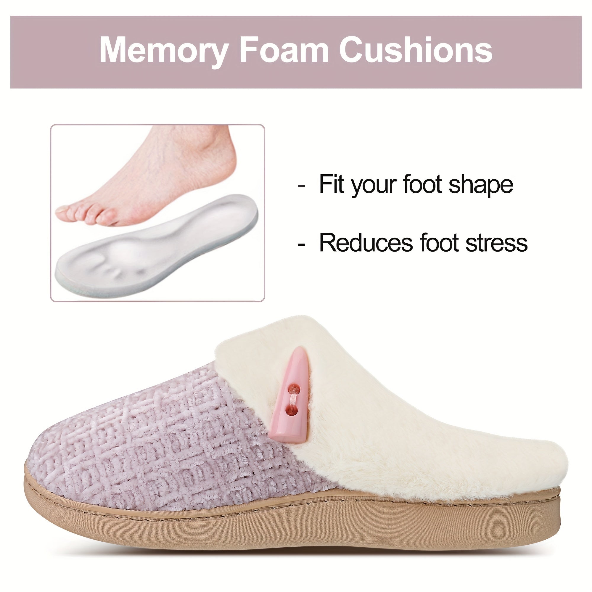 Women's Memory Foam Slippers Plush Lined Warm Indoor Shoes