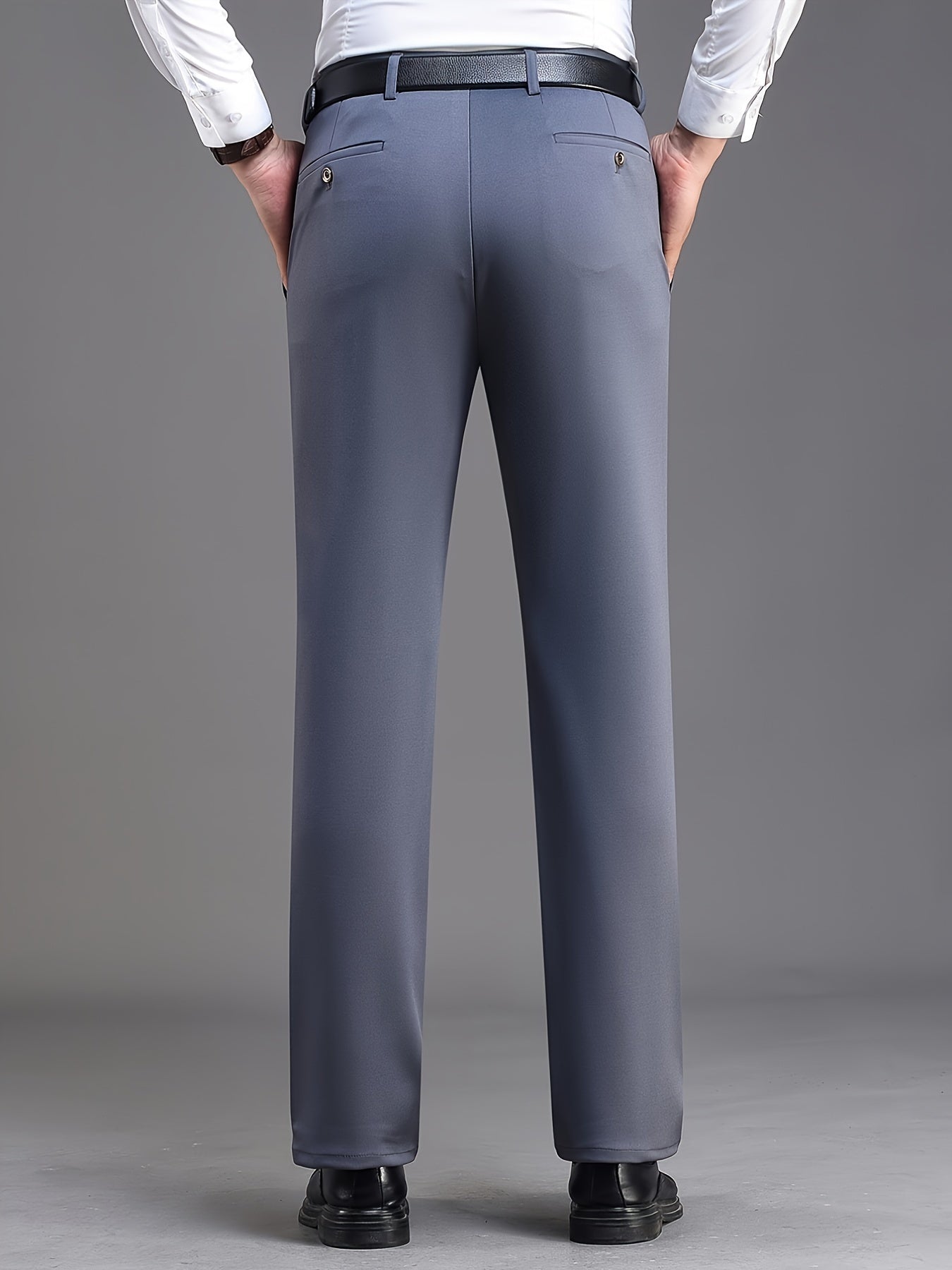 Men's Stretch Dress Pants Solid Color Business Wear Spring Fall