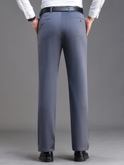 Men's Stretch Dress Pants Solid Color Business Wear Spring Fall