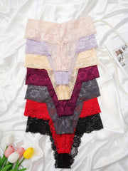 7pcs Floral Lace Thongs Soft Comfy Mesh Skin friendly Panties Women