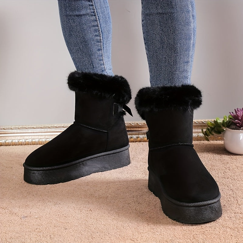 Women's Plush Snow Boots Waterproof Non-slip Mid Calf Boots