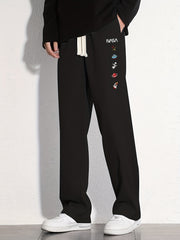 Space Theme Cotton Sweatpants Men's Casual Loose Fit Pants