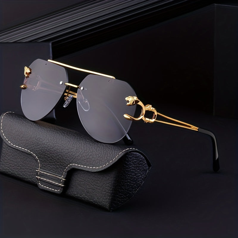 Men's Frameless Leopard Head Double Beam Sunglasses