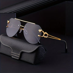 Men's Frameless Leopard Head Double Beam Sunglasses
