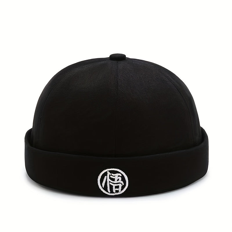 Character Embroidery Unisex Beanie Hip Hop Skull Hat Solid Docker Cap