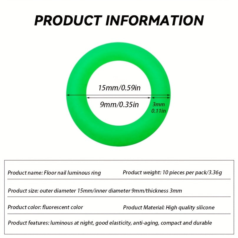 10pcs Green Reflective Polyester Round Shim for Nighttime Visibility