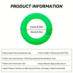10pcs Green Reflective Polyester Round Shim for Nighttime Visibility