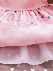 Girls Unicorn Sequins Heart Tulle Patchwork Dress