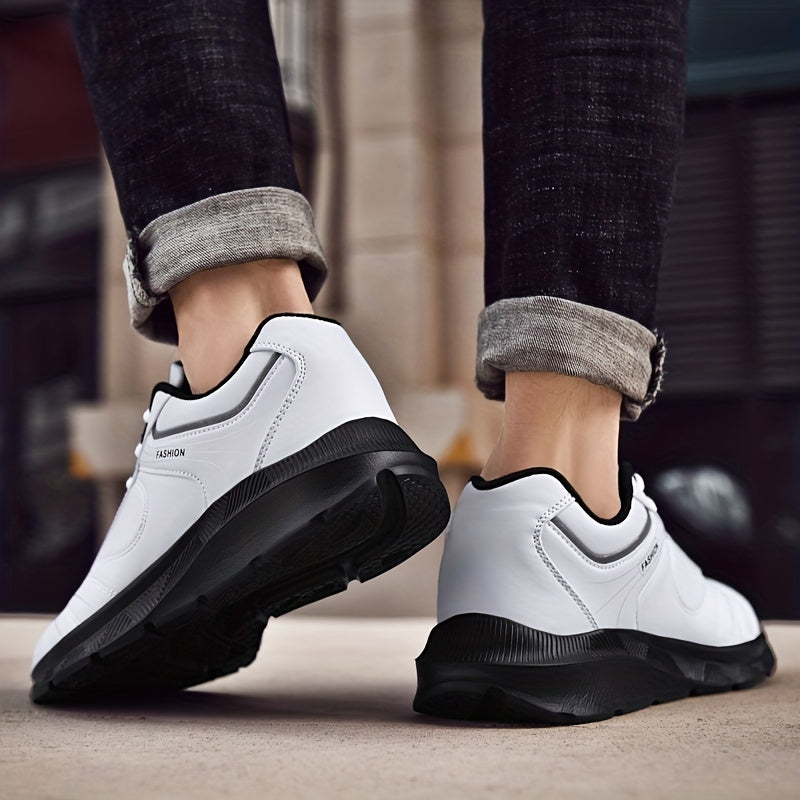 Men's Lace up Sneakers Comfortable PU Leather Upper