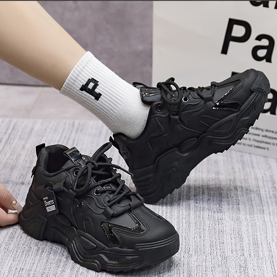 Platform Sneakers Comfortable Lace Up Sports Shoes Casual Walking Low Top Shoes