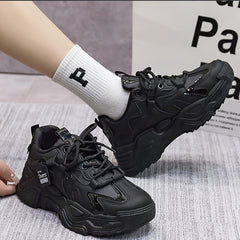 Platform Sneakers Comfortable Lace Up Sports Shoes Casual Walking Low Top Shoes